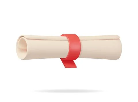 3D Diploma Paper Scroll Isolated Stock Illustration