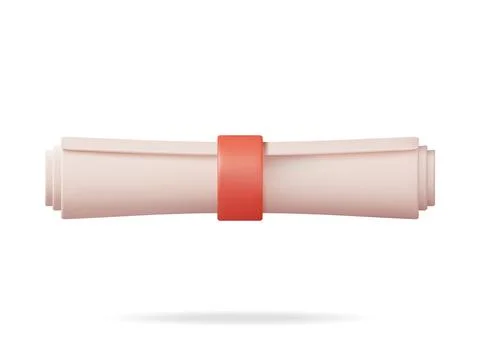 3D Diploma Paper Scroll Isolated Stock Illustration