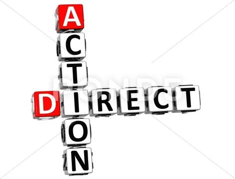 3d direct action crossword text Stock Illustration