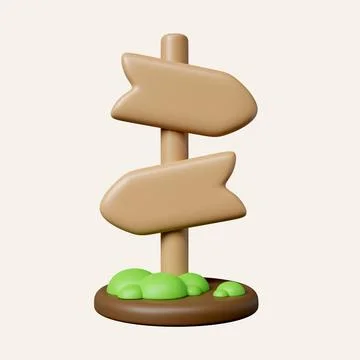 3d Direction road sign post with arrow. Signboard pointer, choice signpost. icon Stock Illustration