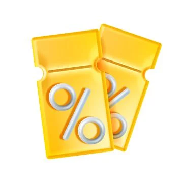 3D discount coupon illustration, vector voucher gift, bar code Stock Illustration