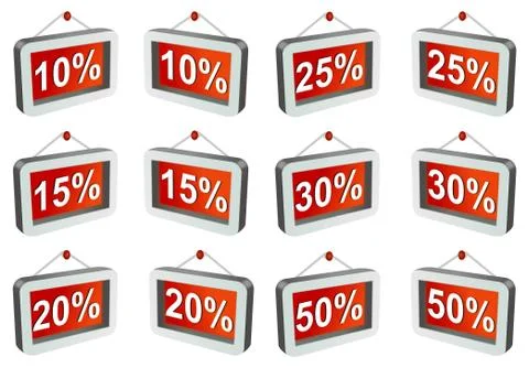 3D discount labels Stock Illustration