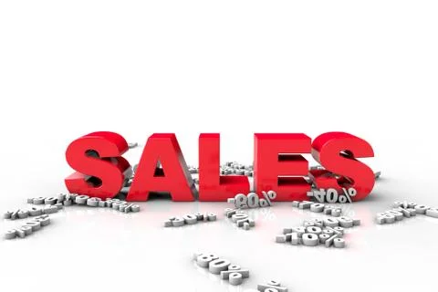 3d discount text falling on 3d text sales Stock Illustration