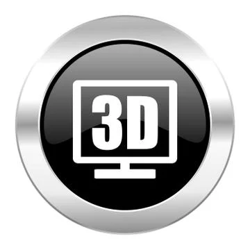 3d display black circle glossy chrome icon isolated. Stock-Illustration