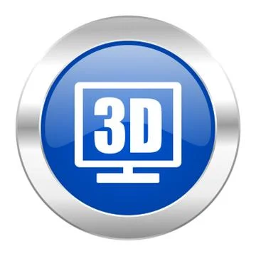 3d display blue circle chrome web icon isolated. Stock-Illustration
