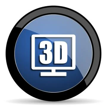 3d display blue circle glossy web icon on white background, round button for  Stock Illustration