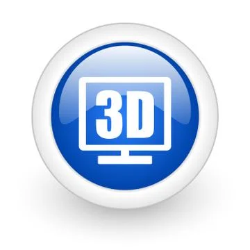 3d display blue glossy icon on white background. Ilustración de archivo
