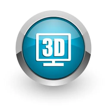 3d display blue silver metallic chrome border web and mobile phone icon on wh Stock-Illustration
