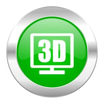 3d display green circle chrome web icon isolated. Stock-Illustration