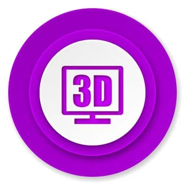 3d display icon, violet button. Stock-Illustration