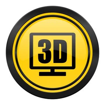3d display icon, yellow logo. Stock-Illustration