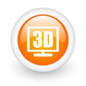 3d display orange glossy web icon on white background. 库存插图