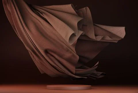3D display podium, brown background with brown pedestal Stock Illustration