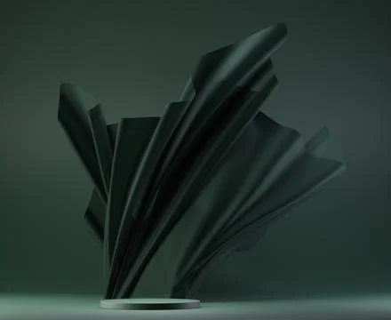 3D display podium, green background with green pedestal Stock Illustration