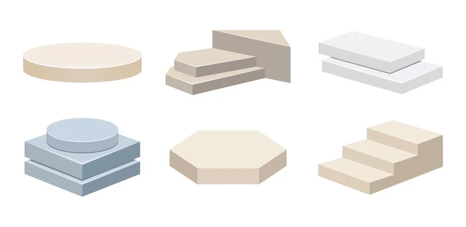 3D display podium platform set with product showcase pedestals Stock Illustration