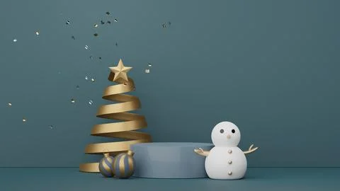 3d Display Podium for product and cosmetic presentation with Merry Christma.. Stock Illustration