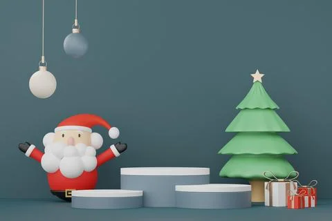 3d Display Podium for product and cosmetic presentation with Merry Christma.. Stock Illustration