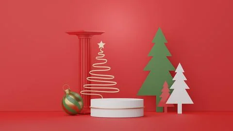 3d Display Podium for product and cosmetic presentation with Merry Christma.. Stock Illustration