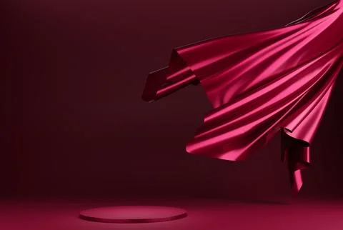 3D display podium, red background with magenta pedestal Stock-Illustration
