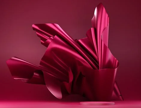 3D display podium, red background with magenta pedestal Stock Illustration