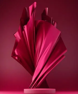 3D display podium, red background with magenta pedestal Stock Illustration