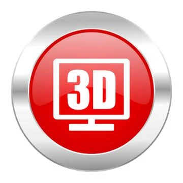 3d display red circle chrome web icon isolated. Stock-Illustration