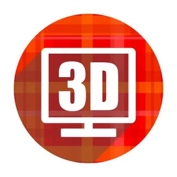 3d display red flat icon isolated. 库存插图