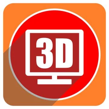 3d display red flat icon isolated. Stock Illustration