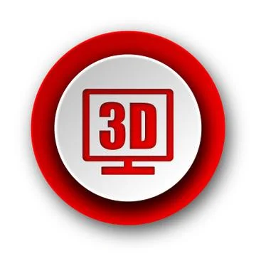 3d display red modern web icon on white background. Stock-Illustration