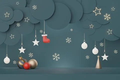3d Display scene for product and cosmetic presentation with Merry Christmas.. Stock Illustration