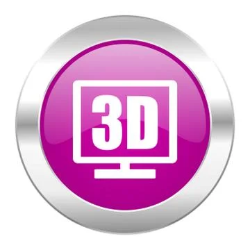 3d display violet circle chrome web icon isolated. Stock Illustration