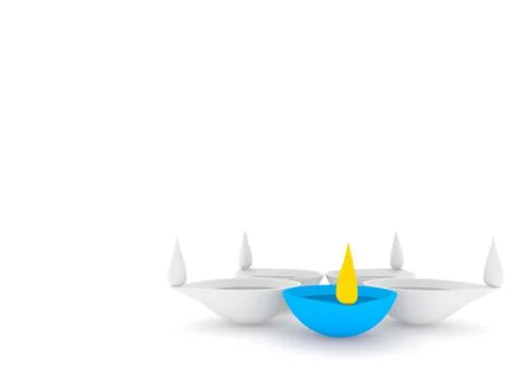 3d diwali diya of five 스톡 일러스트