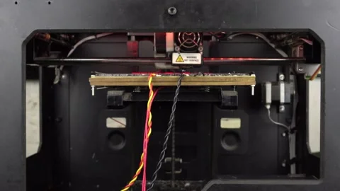 3D diy printer printing plastic mechanical parts in timelapse.Homemade open Stock Footage 169704422