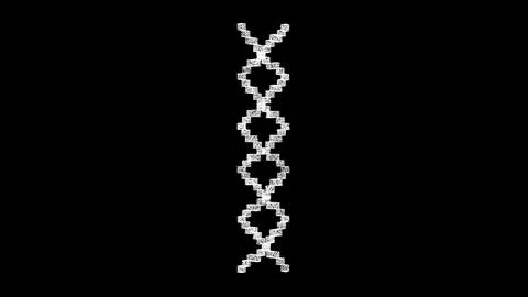 3D DNA on black bg. Object dissolved flickering particles. Scientific medic.. Stock Illustration