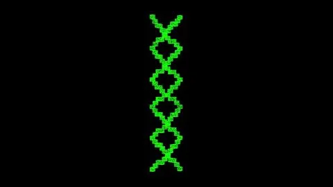 3D DNA on black bg. Object dissolved flickering particles. Scientific medic.. Stock Illustration
