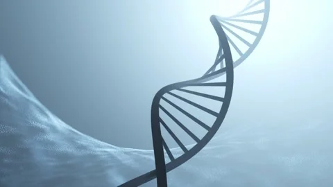 3D dna chain on bright blue futuristic looping background Stock Footage 339714549