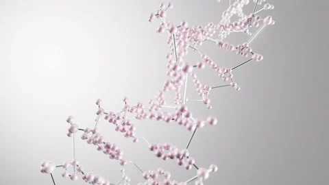 3D DNA Double Helix Rotating in Pastel Studio, Genetics Science Animation Stock Footage 347458745