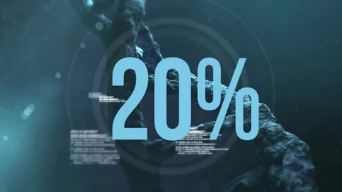 3D DNA helix rotating in research visualization, percentage overlay updating and Stock Footage 333902549