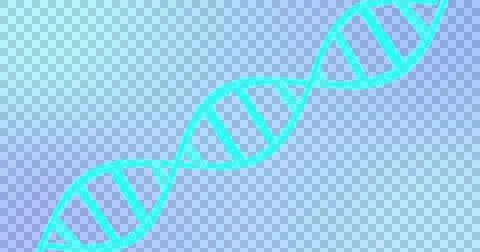 3D DNA structure forming against blue background Stock Illustration