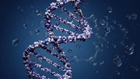3d Dna structure or blue helix chromosome, technology science background. 3d  Stock Footage 217372875