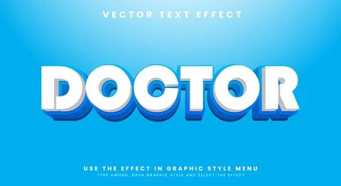 3d Doctor editable text effect creative and minimal Stock Illustration