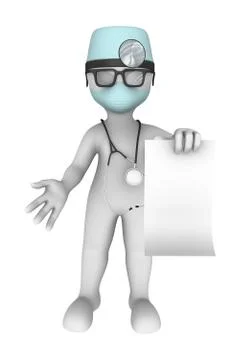 3d doctor with empty board. Stock Illustration