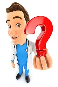 3d doctor holding a question mark icon Stock Illustration