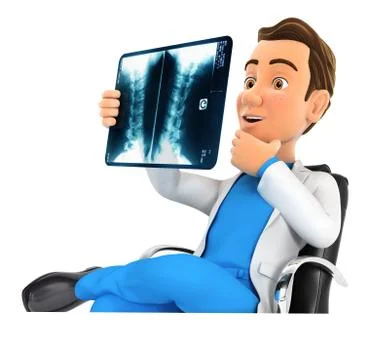 3d doctor looking at x-ray in his office Stock Illustration