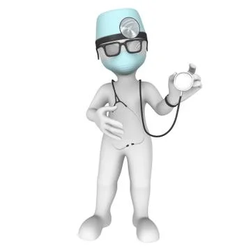 3d doctor with stethoscope Stock Illustration