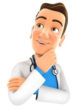 3d doctor thinking Stock Illustration