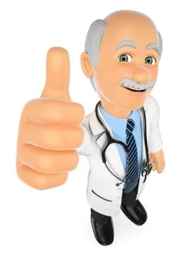 3D Doctor with thumb up Stock Illustration
