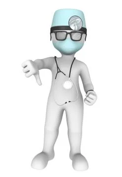 3d doctor. Thumbs down gesture Stock Illustration