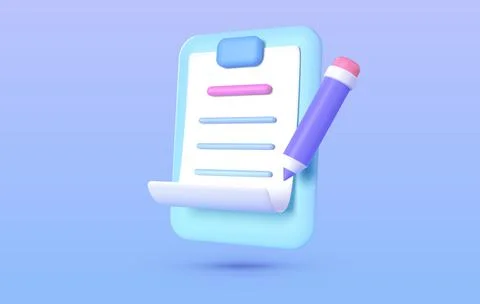 3D Document 3d for concept design. Copywriting, writing icon. Creative writing Stock Illustration