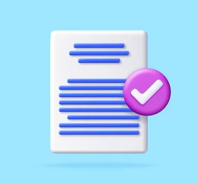 3d document with check mark. Stock Illustration